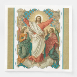 Serviette En Papier Anges religieux de Pascha Jésus de résurrection