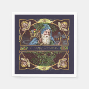 Serviette En Papier Anges victoriens de Noël Bleu Art Vintage de Noël