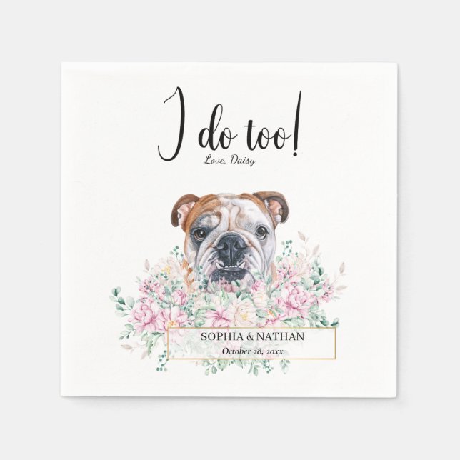 Serviette En Papier Anglais Bulldog Mariage Cocktail Napkins (Devant)