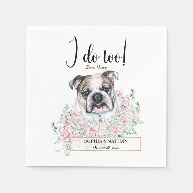 Serviette En Papier Anglais Bulldog Mariage Cocktail Napkins (Devant)