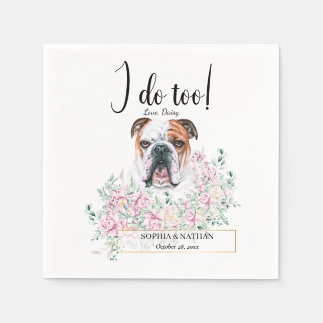 Serviette En Papier Anglais Bulldog Mariage Cocktail Napkins (Devant)
