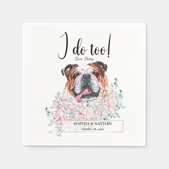 Serviette En Papier Anglais Bulldog Mariage Cocktail Napkins (Devant)