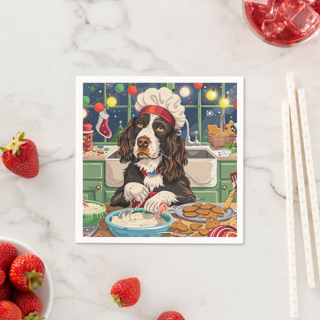Serviette En Papier Anglais Springer Spaniel Gastronomie : Festif (En situation)
