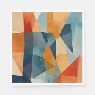 Serviette En Papier Angles Abstraits de bleu et d'orange