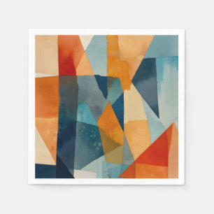 Serviette En Papier Angles Abstraits de bleu et d'orange