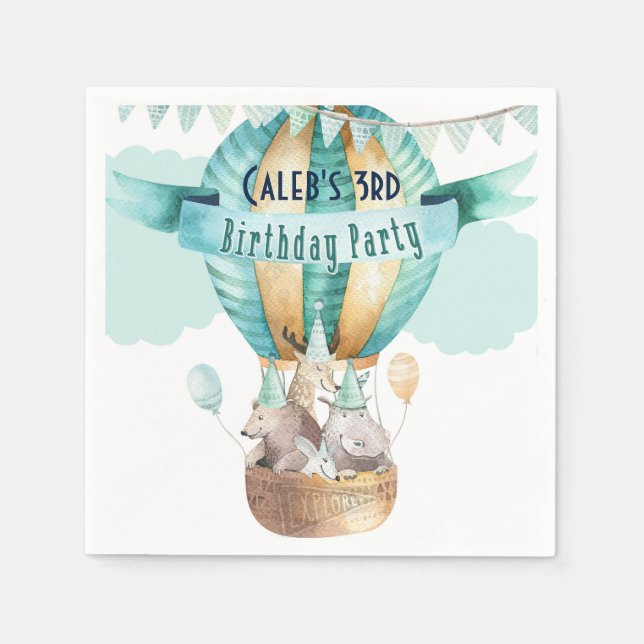 Serviette En Papier Animal Adventure Watercolor Boho fête d'anniversai (Devant)
