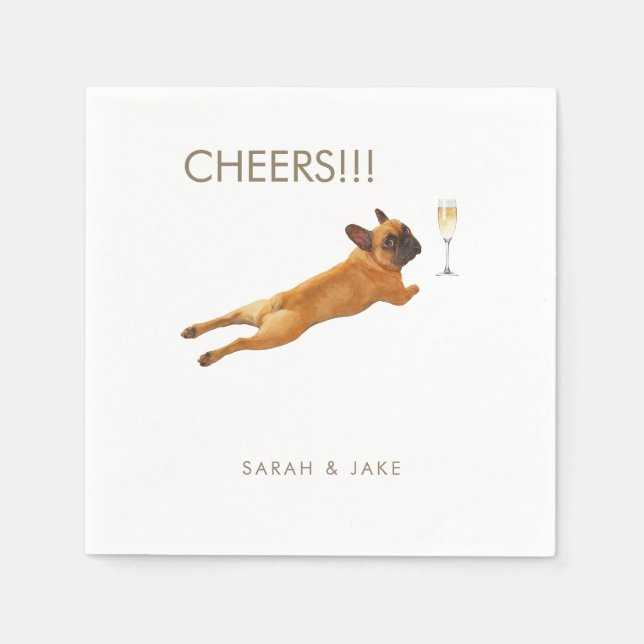 Serviette En Papier Animal de compagnie Français Bulldog Mariage Cockt (Devant)