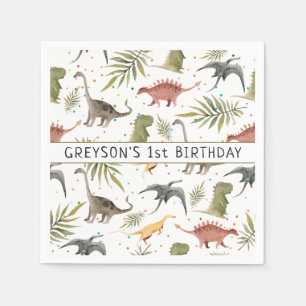 Serviette En Papier Animal de fête d'anniversaire dinosaure personnali