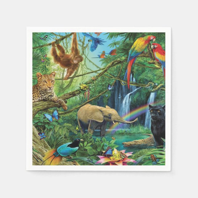 Serviette En Papier Animals living together throw pillow (Devant)