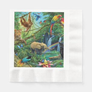 Serviette En Papier Animals living together throw pillow