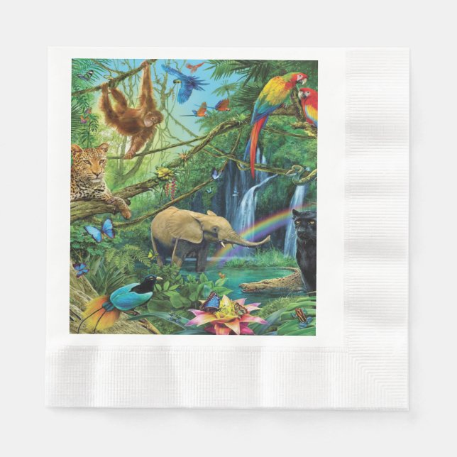 Serviette En Papier Animals living together throw pillow (Devant)