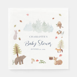 Serviette En Papier Animaux à l'aquarelle Fête de bébé automnale Papie
