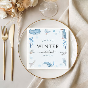 Serviette En Papier Animaux arctiques Blue Winter Onederland 1er anniv