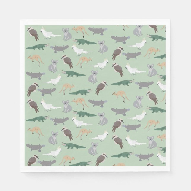 Serviette En Papier Animaux autochtones australiens Eucalyptus Motif v (Devant)