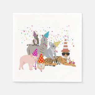 Serviette En Papier Animaux - Beaux animaux ayant une fête