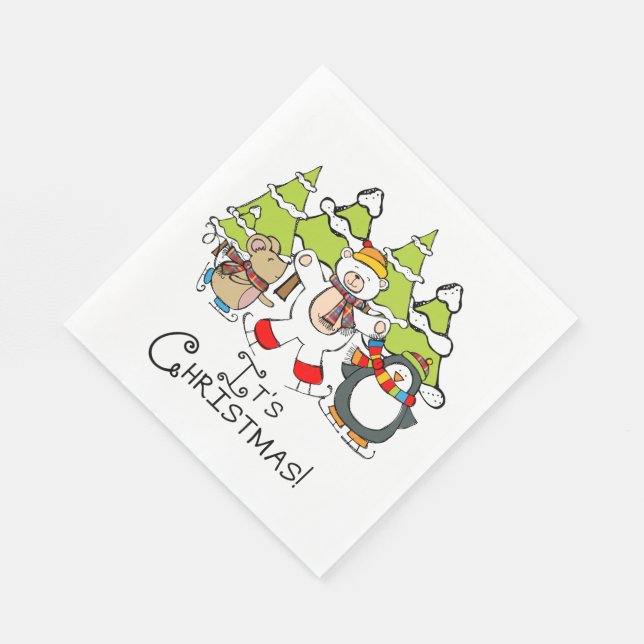 Serviette En Papier Animaux C'est Noël (Coin)