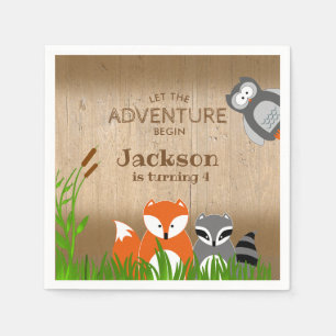 Serviette En Papier Animaux d'aventure Woodland Anniversaire