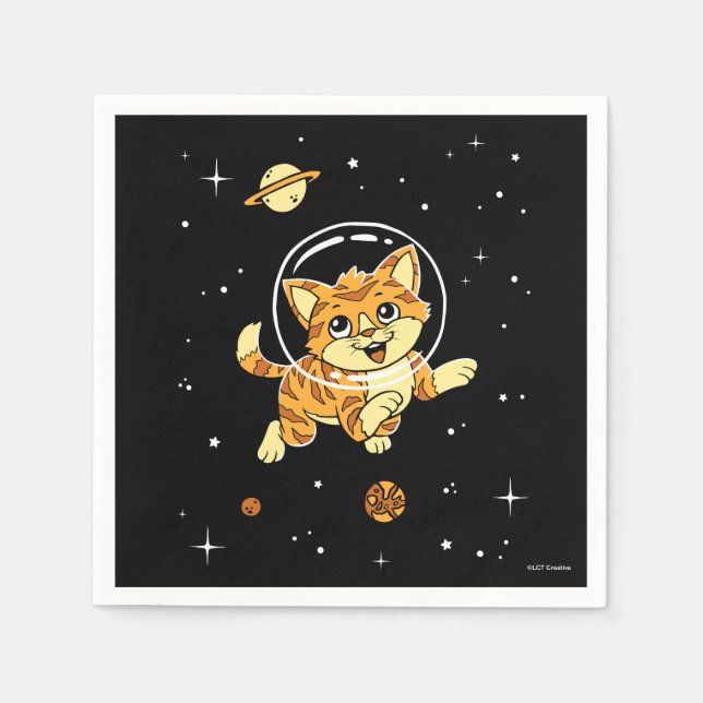 Serviette En Papier Animaux De Chat Dans L'Espace (Devant)