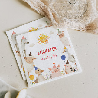 Serviette En Papier Animaux de ferme Anniversaire