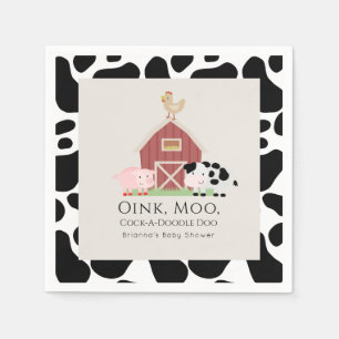 Serviette En Papier Animaux de ferme Barnyard Baby shower Beige Papier
