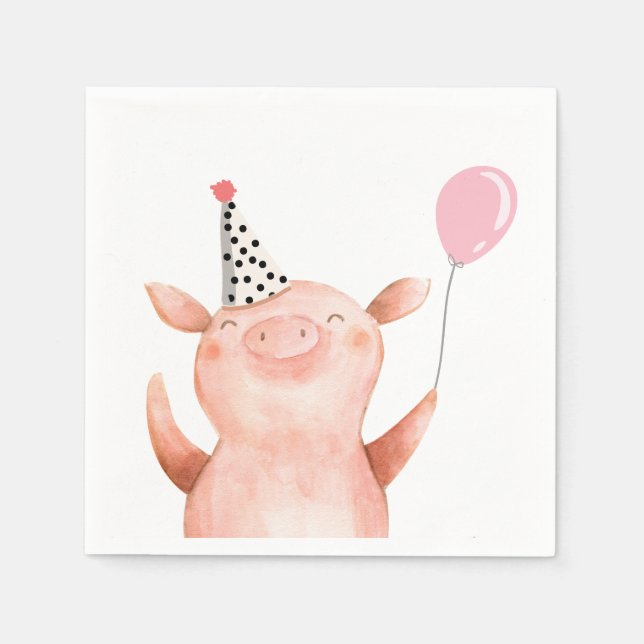 Serviette En Papier Animaux de ferme Cochon fille Anniversaire Barnyar (Devant)