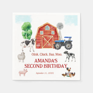 Serviette En Papier Animaux de ferme Cute Red Barnyard Farm
