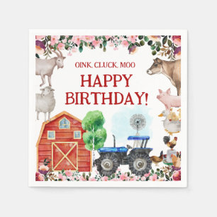 Serviette En Papier Animaux de ferme Cute Red Barnyard Farm