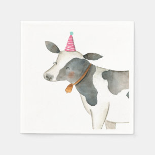Serviette En Papier Animaux de ferme Fille de la vache Anniversaire Ba