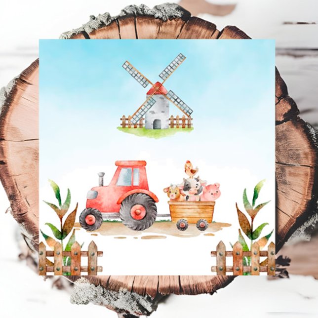 Serviette En Papier Animaux de ferme Genre Neutra Fête d'anniversaire (Créateur téléchargé)