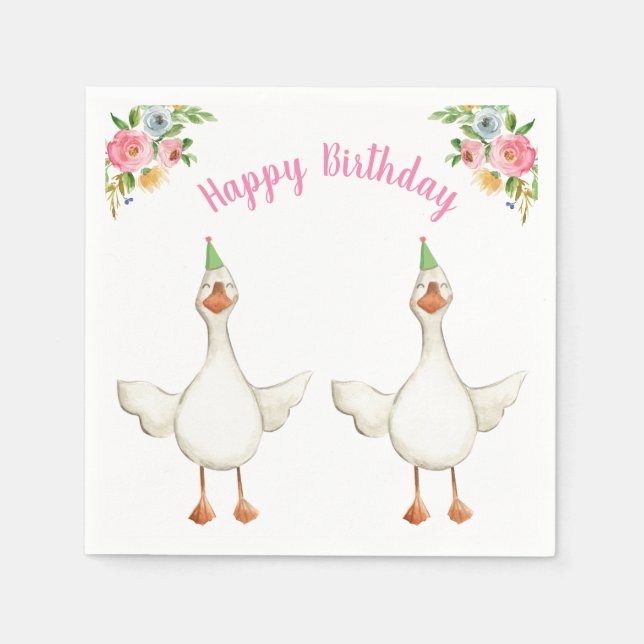 Serviette En Papier Animaux de ferme Goose Girl Anniversaire Barnyard  (Devant)