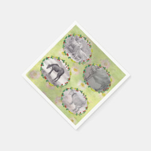 Serviette En Papier Animaux de ferme illustrés sur Fleur sauvage