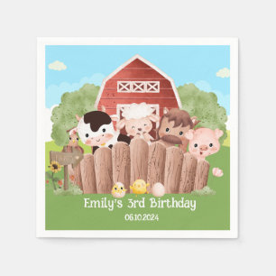 Serviette En Papier Animaux de ferme mignons Anniversaire