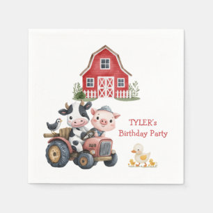 Serviette En Papier Animaux de ferme mignons Vache de porc fête d'anni