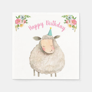 Serviette En Papier Animaux de ferme Mouton Fille Anniversaire Barnyar