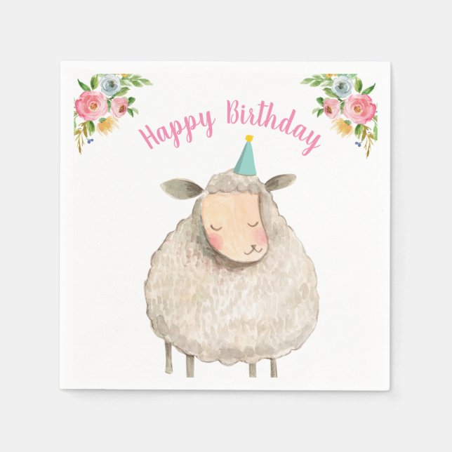 Serviette En Papier Animaux de ferme Mouton Fille Anniversaire Barnyar (Devant)