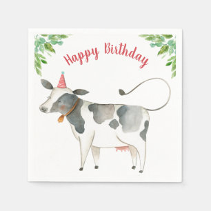 Serviette En Papier Animaux de ferme Vache Garçon Anniversaire Végétat