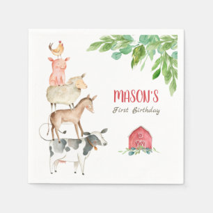 Serviette En Papier Animaux de ferme Zoo Boy Anniversaire Barnyard