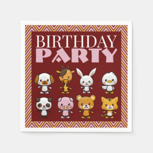 Serviette En Papier Animaux de fête, Chevron Anniversaire de fête Napk