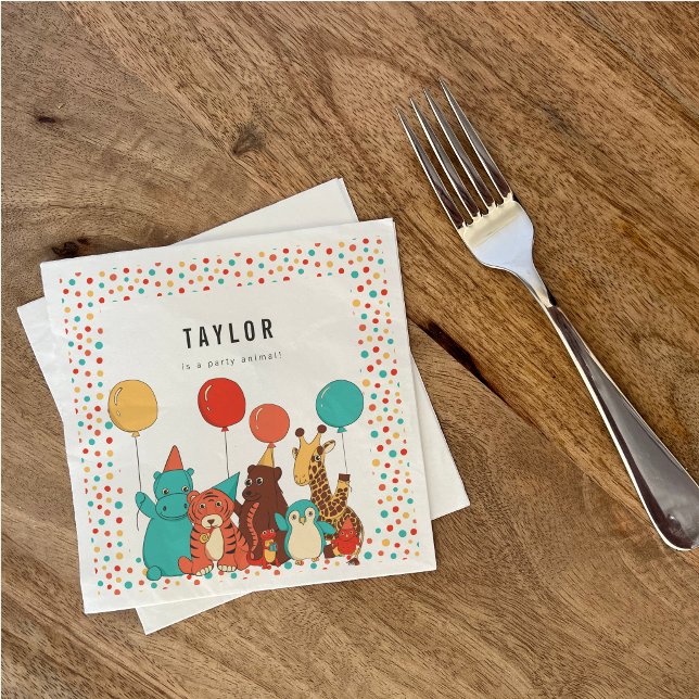 Serviette En Papier Animaux de Fête et Points de Polka Anniversaire Pe (Créateur téléchargé)