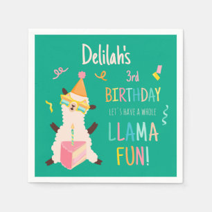 Serviette En Papier Animaux de Fête Lama Anniversaire Filles Vert