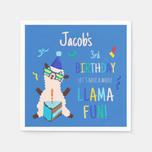 Serviette En Papier Animaux de fête Lama Garçons d'anniversaire Bleu