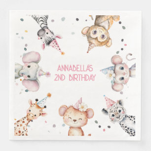 Serviette En Papier Animaux de fête mignonne safari fille anniversaire