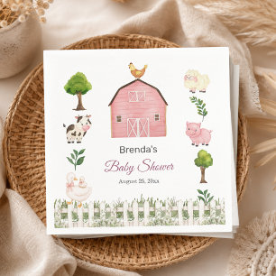 Serviette En Papier Animaux de la ferme à l'aquarelle Baby Shower de l