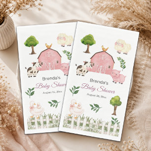 Serviette En Papier Animaux de la ferme à l'aquarelle Baby Shower de l