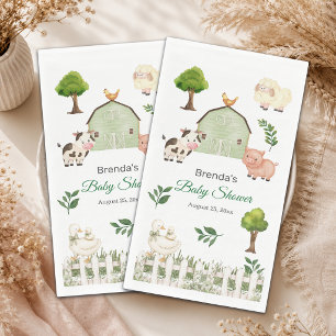 Serviette En Papier Animaux de la ferme à l'aquarelle Baby Shower de l
