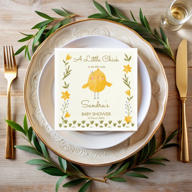 Serviette En Papier Animaux de la ferme de poulet baby shower lunatiqu (Chicken farm animals whimsical spring baby shower personalized napkins chick baby shower decor)