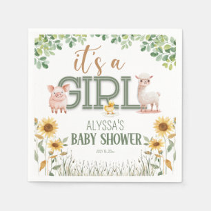 Serviette En Papier Animaux de la ferme Fille Baby Shower