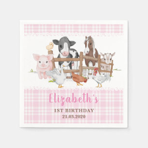 Serviette En Papier Animaux de la ferme mignons pour le 1er anniversai