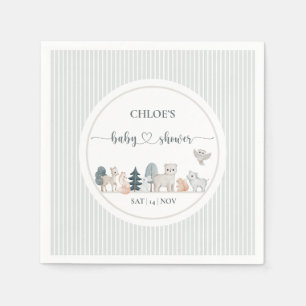 Serviette En Papier Animaux de la forêt aquarelle Baby Shower Bohème