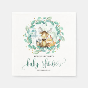 Serviette En Papier Animaux de la Forêt Baby Shower Verdure